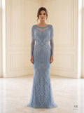 Azalea art deco beaded fringe evening gown by Areen Row, front view