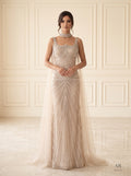 Lana art deco beaded sheath evening gown by Areen Row, front view