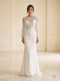 Nadia ivory beaded art deco illusion sheath wedding dress by Areen Row