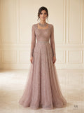 Nell mauve geometric beaded a-line evening gown by Areen Row