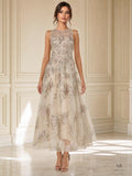 Sabrina Dress champagne embellished illusion bodice a-line cocktail dress by Areen Row
