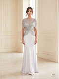 Verena silver fringe illusion sheath evening gown by Areen Row