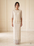 Perla Set ivory pearl two-piece two-piece gown by Areen Row, front view